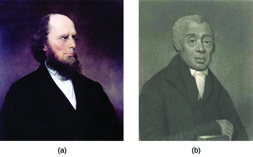 La peinture (a) est un portrait de Charles Grandison Finney. La peinture (b) est un portrait de Richard Allen.