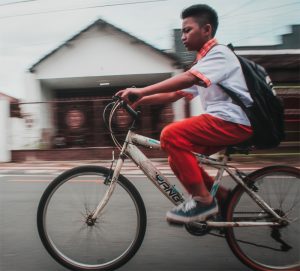Photo of a person riding a bicycle