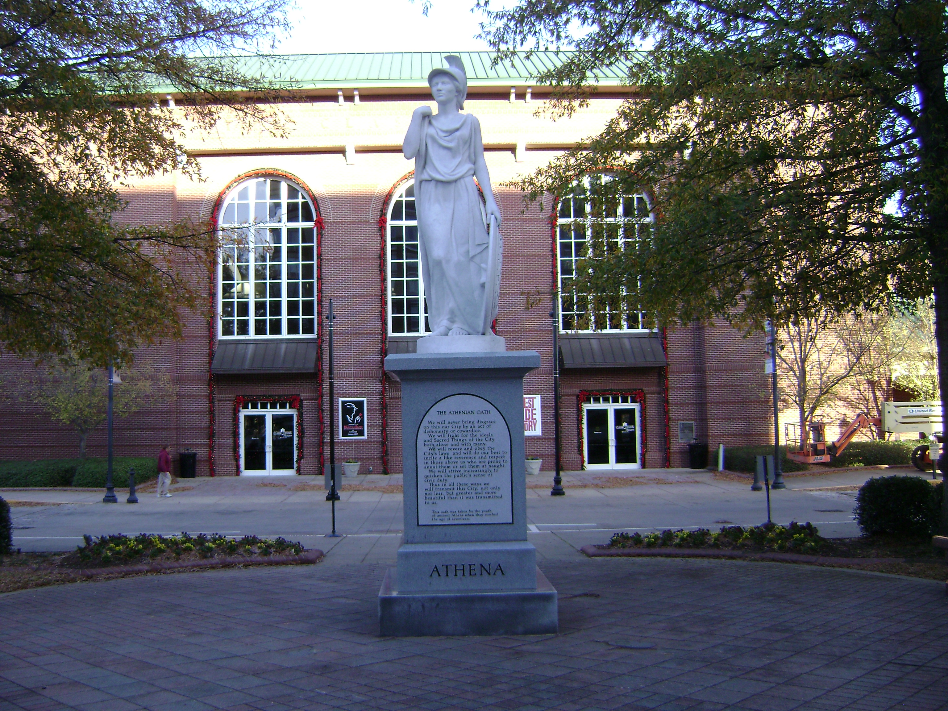 Athena Statue in front of Classic Center in Athena, Georgia.