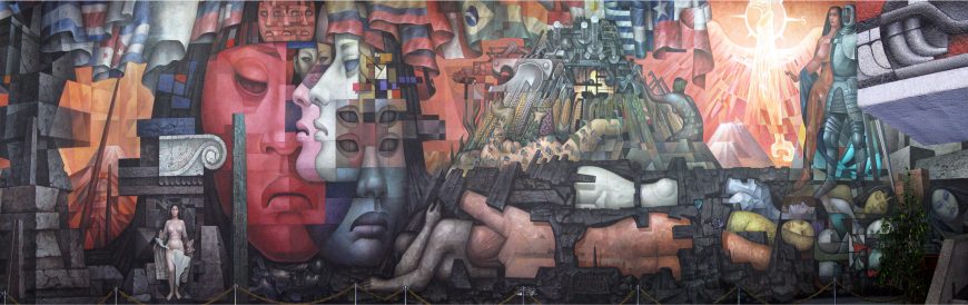 Jorge González Camarena, Presencia de América Latina, 1964-65, acrylic on stucco, 35,2 m × 6 m (Universidad de Concepción, Concepción, Chile)