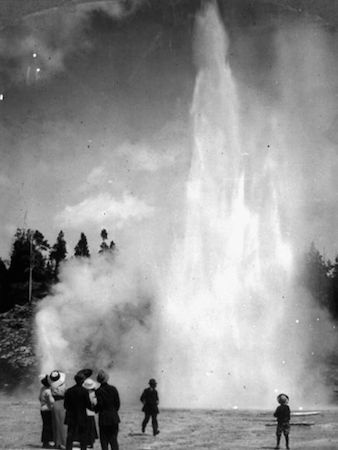 Tourists at the Grand Geyser, Yellowstone, c. 1912 (photo courtesy of the Library of Congress)