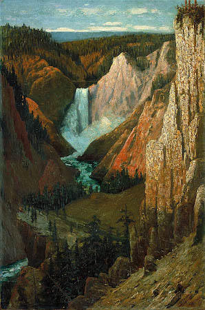 Grafton Tyler Brown, View of the Lower Falls, Grand Canyon of the Yellowstone, 1890, oil on canvas, 30 1/4 x 20 1/8 inches / 76.9 x 51.2 cm. (Smithsonian American Art Museum)