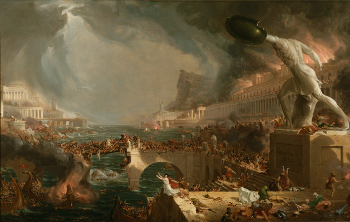 Thomas Cole, The Course of Empire: Destruction, 1833-36, oil on canvas, 39 ½ × 63 ½ inches (The New-York Historical Society)