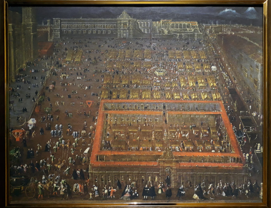 La Plaza Mayor de México, by Cristóbal de Villalpando, circa 1695. Oil on canvas. Corsham Court Collection, Wiltshire.