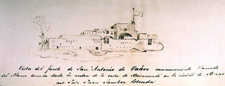 José Juan Sánchez Navarro, earliest known view of the Alamo, ca. 1835–36 (Western Americana Collection, Beinecke Library, Yale University)