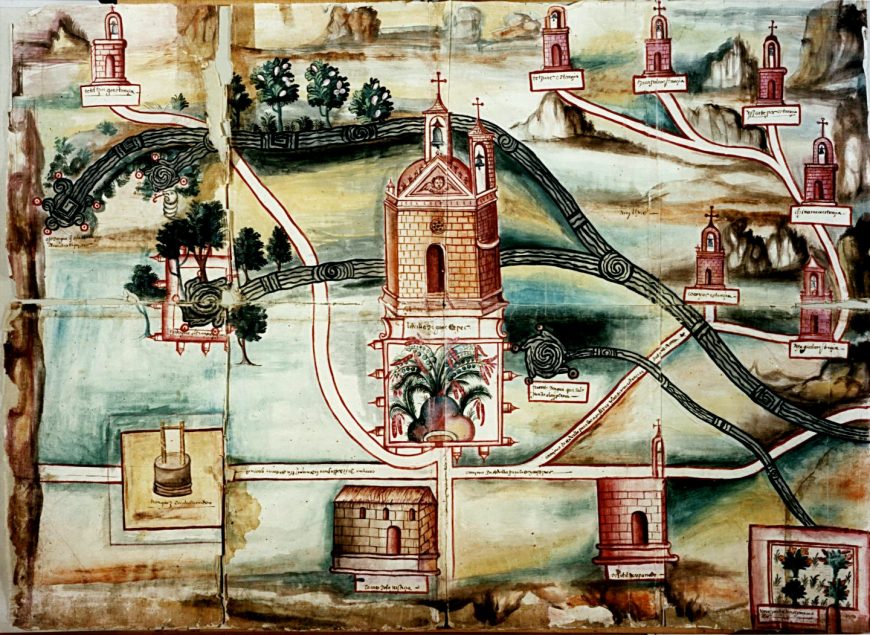 Map of Oaxtepec, September 24, 1580, ink and pigments on European paper, 62x85 cm ( Benson Latin American Collection, University of Texas at Austin)