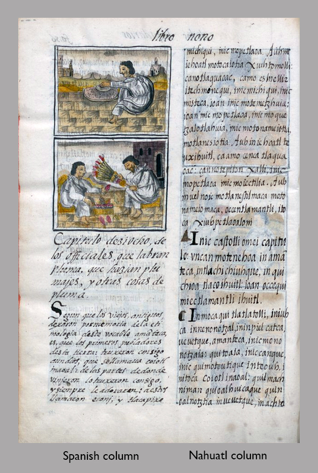 Diagram of Spanish and Nahuatl columns, Florentine Codex