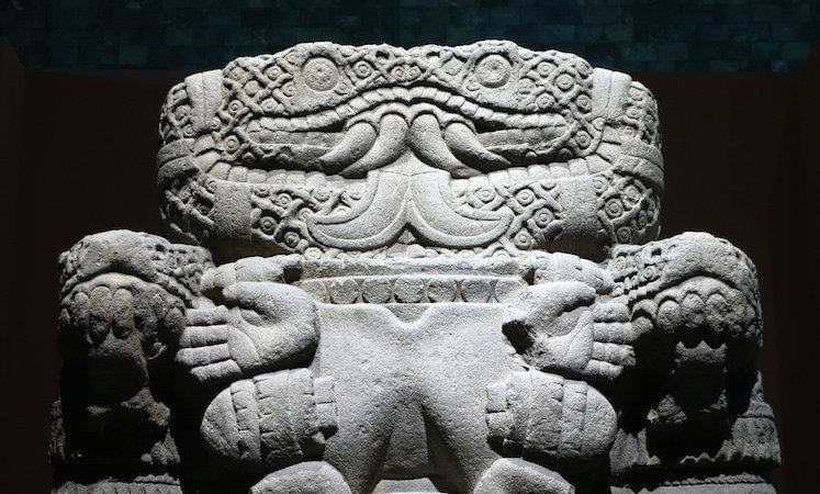 Snakes and torso (detail), Coatlicue, c. 1500, Mexica (Aztec), found on the SE edge of the Plaza mayor/Zocalo in Mexico City, basalt, 257 cm high (National Museum of Anthropology, Mexico City)