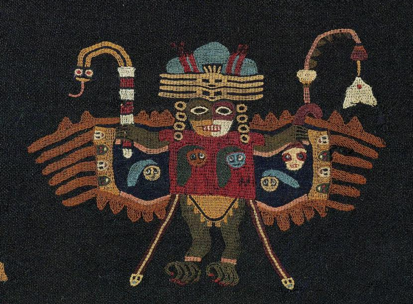 Detail of a Paracas Block Color mantle (Museum of Fine Arts, Boston)