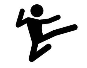 figure doing flying kick