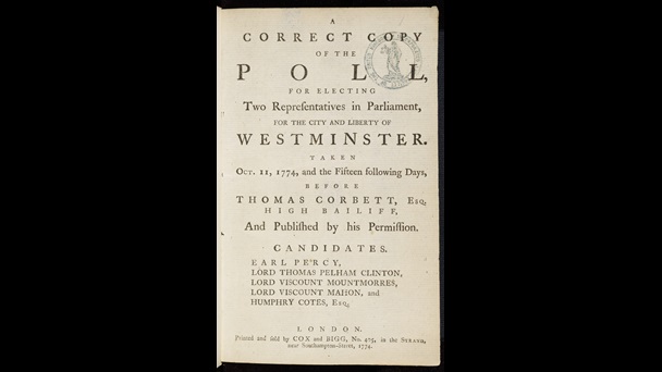 Record of Ignatius Sancho's vote in the Westminster election, October 1774