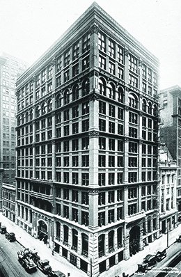 Uma fotografia mostra o Home Insurance Building em Chicago.