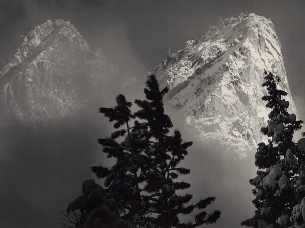 Ansel Adams, Eagle Peak and Middle Brother, Winter, Yosemite National Park, negative 1968; print 1980, gelatin silver print, 25.4 x 33.8 cm (The J. Paul Getty Museum, &copy; The Ansel Adams Publishing Rights Trust)