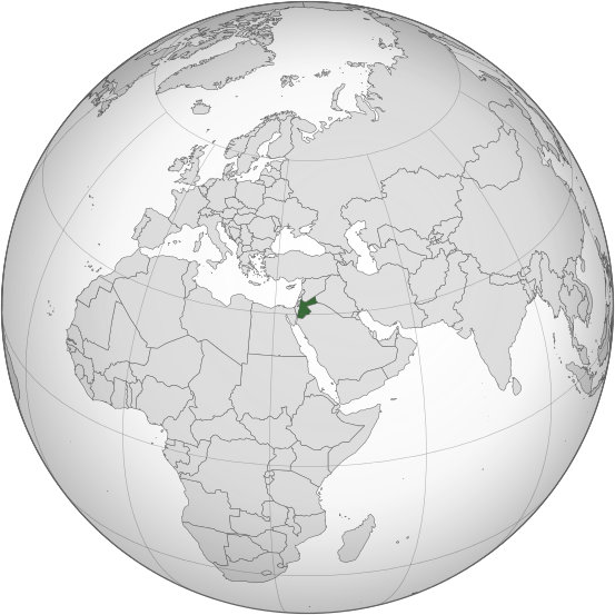 Grey Global Map shows the location of Jordan map in green.