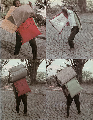 Hélio Oiticica, Parangolé P15, Capa 11, Incorporo a Revolta, 1967. Photographs by Cláudio Oiticica (Enciclopédia Itaú Cultural de Arte e Cultura Brasileiras. São Paulo: Itaú Cultural, 2020).