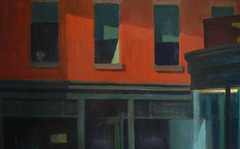 Hopper, Nighthawks with detail of upstairs windows