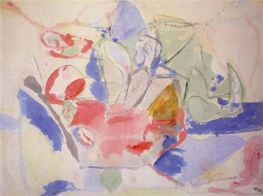 Helen Frankenthaler, Mountains and Sea, 1952, charcoal and oil on canvas, 220 x 297.8 cm (National Gallery of Art, Washingon D.C.)