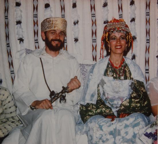 Moroccan bride and groom in traditional clothes