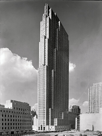 View of the RCA building Rockefeller Center from the old Union Club, September 1, 1933, 5x7" safety negative by Gottscho-Schleisner