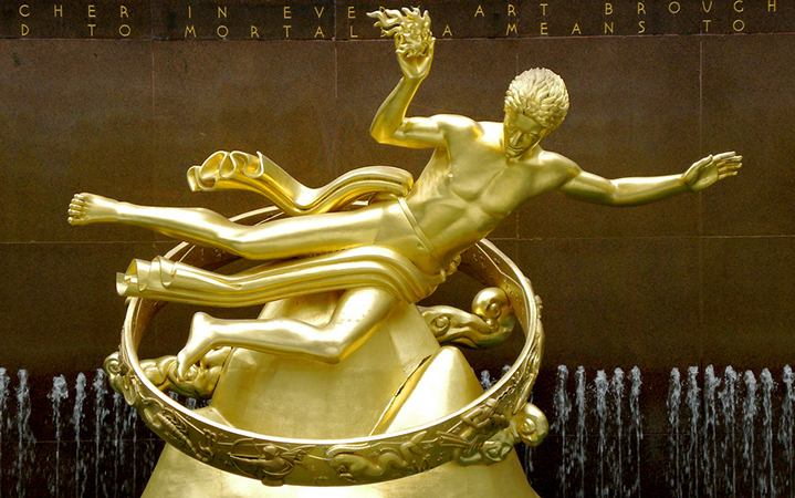 Paul Manship, Prometheus, 1934, gilded bronze, 18 feet high (photo: Rev Stan, CC BY 2.0)