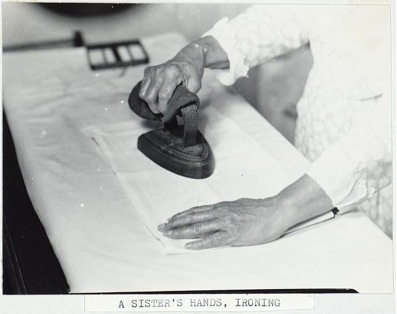 Samuel Kravitt, A Sister's Hands Ironing, c. 1931-36, photo, Hancock Shaker Village, Massachusetts (Library of Congress)