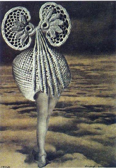 Max Ernst, Above the Clouds Walks Midnight, 1920, collage