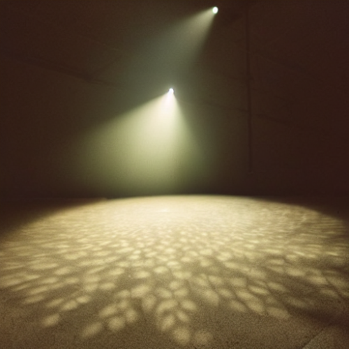 A light projecting a gobo pattern of leaves