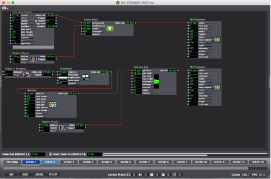 A screen shot of Isadora software