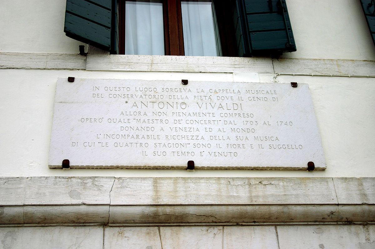Figure 2. Commemorative plaque beside the Ospedale della PietÃ .
