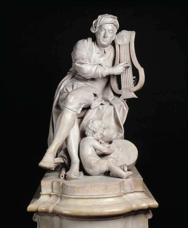 Figure 6. A carved marble statue of Handel, created in 1738 by Louis-FranÃ§ois Roubiliac
