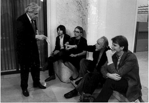 Figure 3. From left to right: GyÃ¶rgy Ligeti, Lukas Ligeti, Vera Ligeti, Conlon Nancarrow, and Michael Daugherty at the ISCM World Music Days in Graz, Austria, 1982