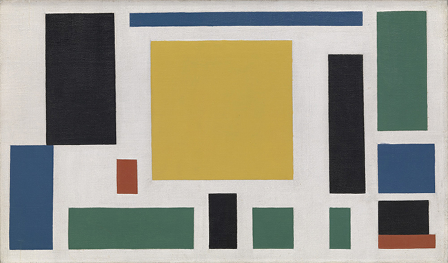 Theo van Doesburg, Composition VIII (The Cow), 1918, oil on canvas, 37.5 x 63.5 cm, (MoMA)