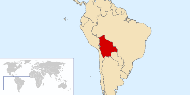 Bolivia highlighted in a World Map