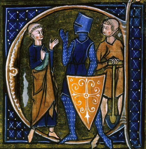 Medieval illustration of a peasant, knight, and clergyman.