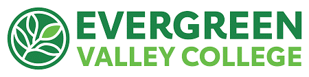 Evergreen Valley College text with a logo in a banner