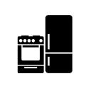 drawing of a fridge and stove