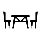 drawing of a dining table and 2 chairs