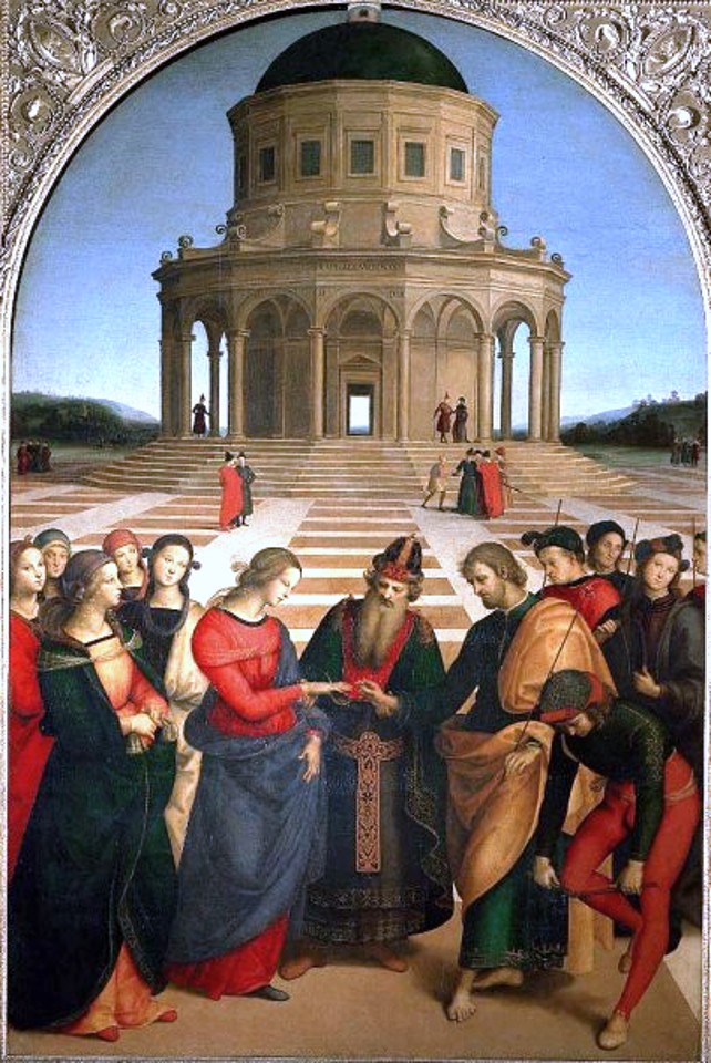 painting depicting a marriage ceremony between Mary and Joseph.