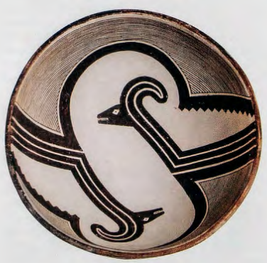 Figure 1.19: MIMBRES ARTIST, Bowl with mountain sheep, Mattocks Site, ew Mexico, c. 1200 C.E. Clay and pigment. Maxwell Museum of Anthropology, New Mexico.