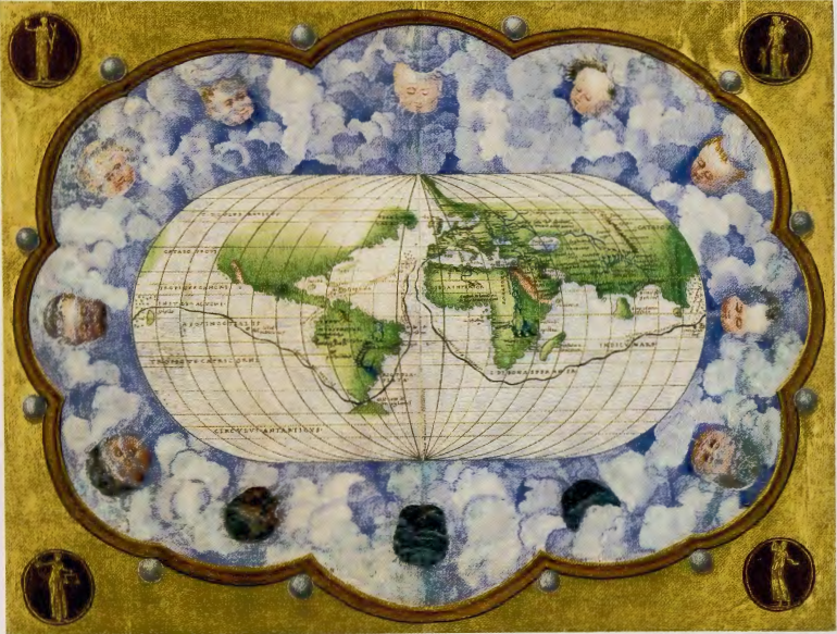 Figure 2.7: BATTISTA AGNESE , World map, c. 1543- 45. Watercolor, 8 x 11⅛ in (20.3 x 28 cm). The John Carter Brown Library, Brown University, Rhode Island.