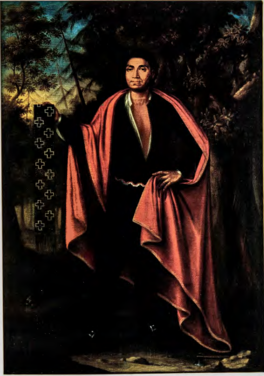 Figure 2.22: JOHN VERELST, Hendrick of the Wolf Clan, "One of Four Indian Kings ", 1710. Oil on canvas, 36 x 25⅜ in (91.5 x 64.5 cm). Public Archives of Canada, Ottawa.