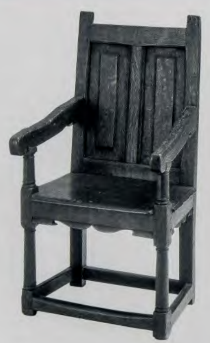 Figure 3.32: Wainscot Chair, 1640-60. White oak, 41¼ x 2015⁄16 x 13⅞ in (104.8 x 53.2 x 35.2 cm). Yale University Art Gallery, New Haven, Connecticut. Gift of John E. Bray.