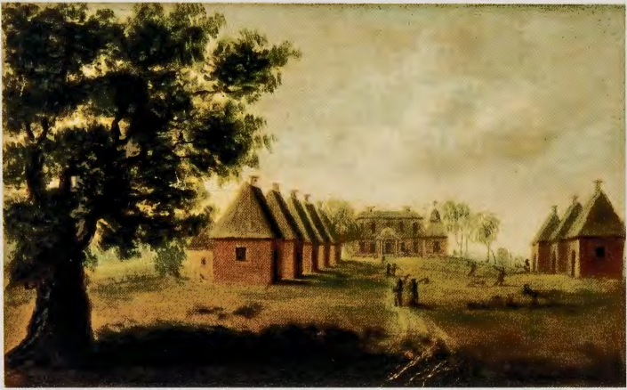 Figure 4.2: THOMAS CORAM , Viewof Mulberry House and Street, 1805. Oil on paper, 41⁄16, x 611/16 in (10-4 x 17 cm). Gibbes Museum of Art/ Carolina Art Association, Charleston, South Carolina. 