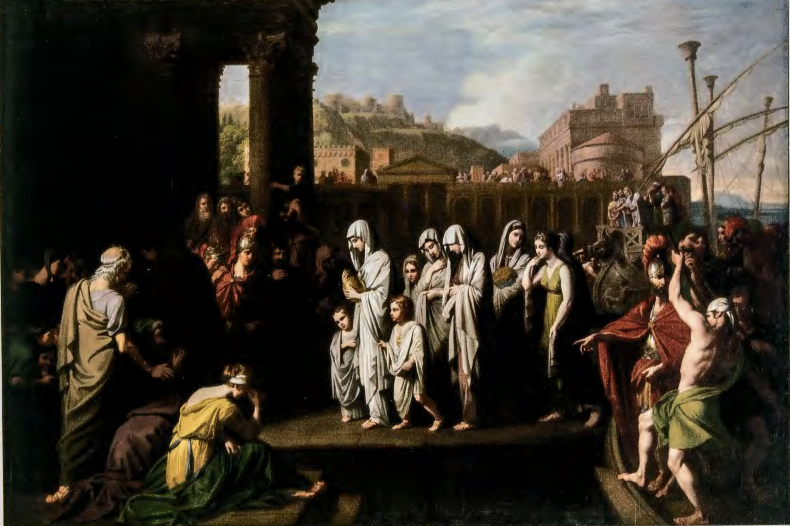 Figure \4.33: BENJAMIN WEST, Agrippina Landing at Brundisium with the Ashes of Germanicus, 1768. Oil on canvas, 5 ft 4 in x 7 ft IO in (1.63 x 2.39 m). Yale University Art Gallery, New Haven, Connecticut.