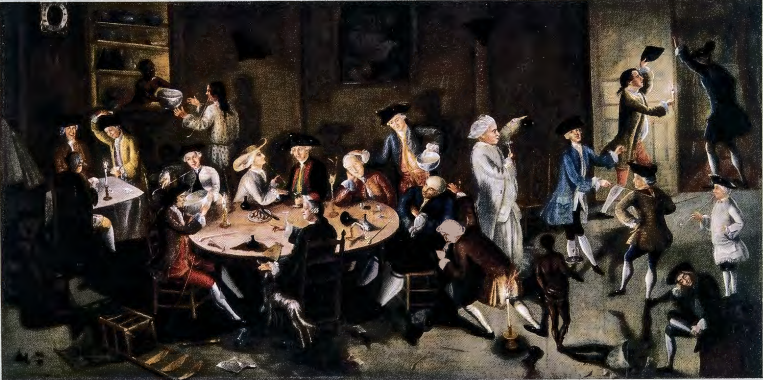 Figure 4.37: JOHN GREENWOOD, Sea Captains Carousing at Surinam, 1757-8. Oil on canvas, 37¾in x 75¼in (95.7 x 191 cm). St Louis Art Museum.
