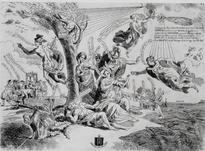 Figure 5.1: JOHN SINGLETON COPLEY, The Deplorable State of America, 1765. Cartoon. The Library Company of Philadelphia, Pennsylvania.