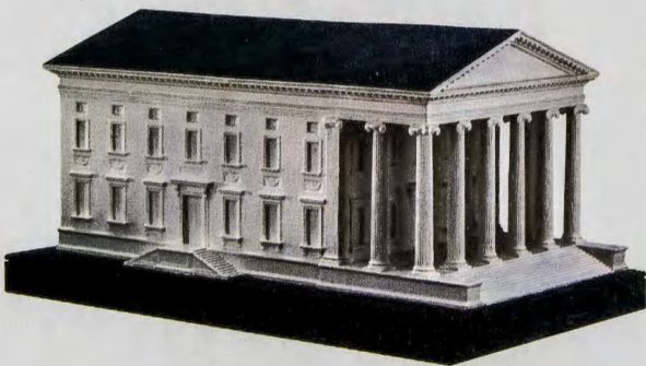 Figure 5.15: THOMAS JEFFERSON & CHARLES-LOUIS CLERISSEAU (design), & JEAN- PIERRE FOUQUET (model maker), Model for the Virginia State Capitol, Richmond, Virginia, 1785--6. Plaster, 13¾ x 29¼ x 17¼ in (34.9 X 74.2 x 43.8 cm). Virginia State Library and Archives, Richmond, Virginia.