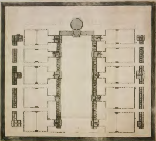 Figure 5.16 A, B: THOMAS JEFFERSON, University of Virginia , plan and aerial view, 1817- 26. University of Virginia Library. Virginia.