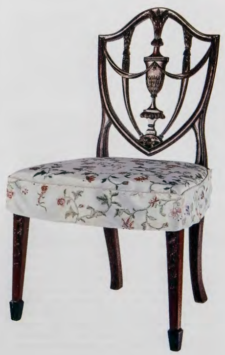 Figure 5.24: SAMUEL MCINTIRE (attrib. carver), Side chair, Salem, Massachusetts, c. 1795 . Carved mahogany, ebony; ash, birch, and pine. Winterthur Museum, Winterthur, Delaware.