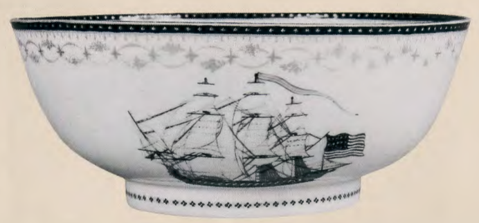 Figure 5.25: Punchbowl with depiction of USS Franklin, c. 1820. Porcelain, 10⅛ in (25.4 cm) diameter. Courtesy H. Richard Dietrich, Jr. Dietrich American Foundation. Photo: Will Brown.